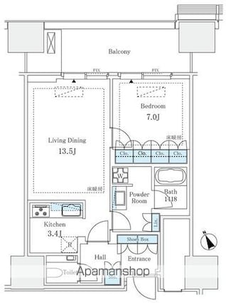 麻布台ヒルズレジデンスＢ[1LDK/60.9m2]の間取図