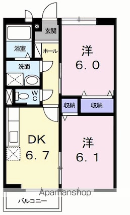 ハイツ・林[2DK/46.13m2]の間取図