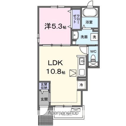 ミルト・ラフレシール[1LDK/37.38m2]の間取図
