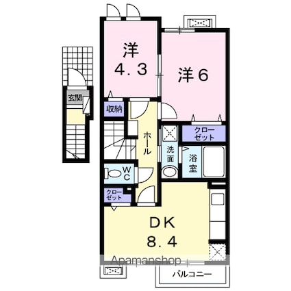 カーサメヌエット　Ｄ[2DK/48.32m2]の間取図