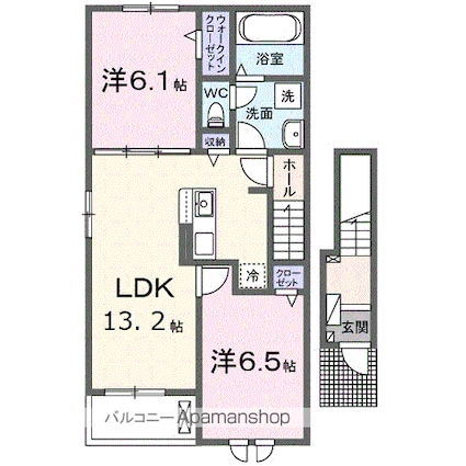 ユーセラーノＢ[2LDK/59.58m2]の間取図