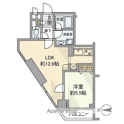 東京都府中市府中町１丁目[1LDK/42m2]の間取図