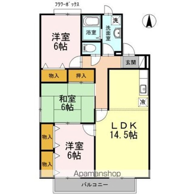 セジュールワヤマ　Ａ[3LDK/75.38m2]の間取図