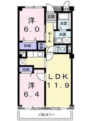 グランメゾン　プラム[2LDK/55.08m2]の間取図
