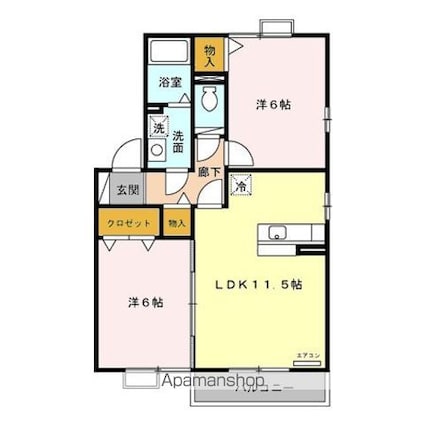 ソレアード　ＩＩ[2LDK/53.76m2]の間取図