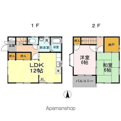 千田戸建て　Ｃ棟[2LDK/62.1m2]の間取図