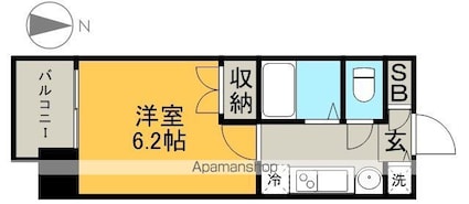 パルティール城西[1K/20.37m2]の間取図