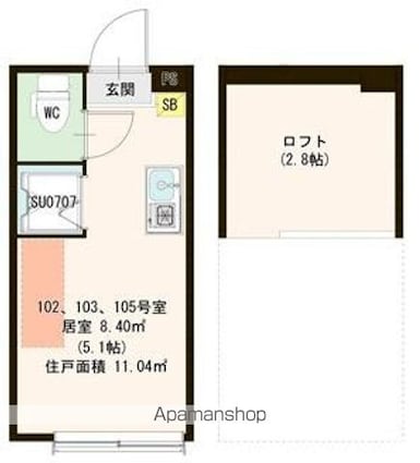 ハーモニーテラス経堂[1R/11.04m2]の間取図