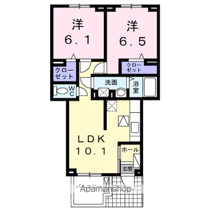 エルミタージュ[2LDK/56.39m2]の間取図