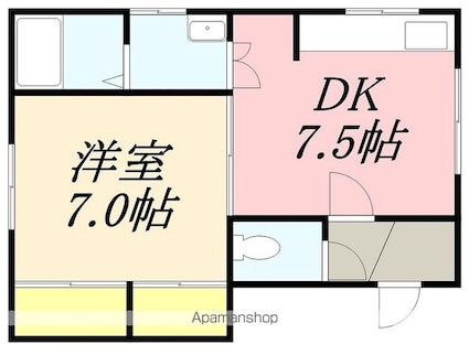 ハイツななかまど（ハイツナナカマド）[1DK/36.43m2]の間取図