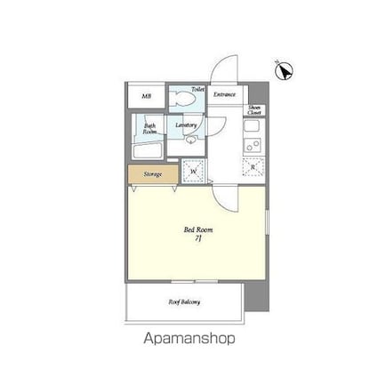 ミリアレジデンス赤坂[1K/26.62m2]の間取図