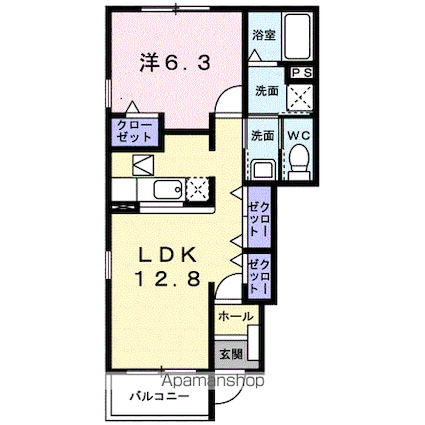 アルフィーノはるＤ[1LDK/46.49m2]の間取図