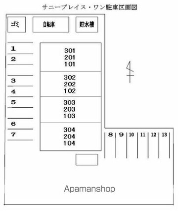 サニープレイス・ワン[1K/27.75m2]の配置図