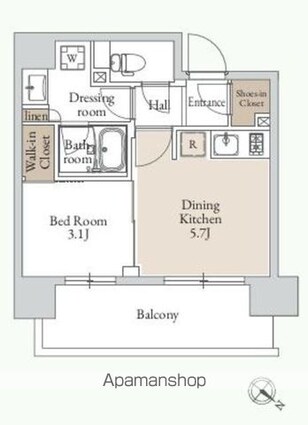 グランカーサ三ノ輪Ⅲ[1DK/25.6m2]の間取図