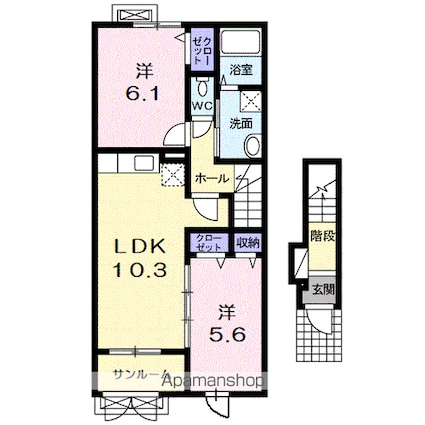 ラポール[2LDK/56.98m2]の間取図