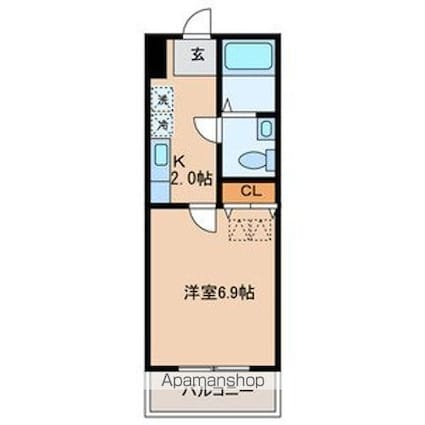 リヴェール杉並[1K/23.4m2]の間取図