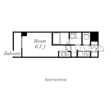 愛知県名古屋市熱田区横田１丁目[1K/22.42m2]の間取図