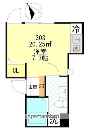 東京都中野区新井３丁目[1R/20.25m2]の間取図