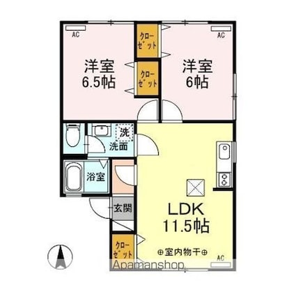 セジュール城北[2LDK/53.46m2]の間取図