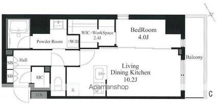 ラティエラ秋葉原[1LDK/42.31m2]の間取図