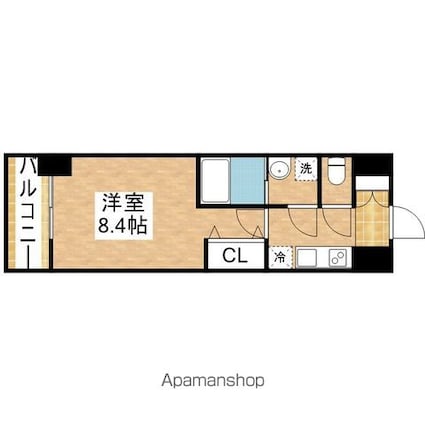ＳーＲＥＳＩＤＥＮＣＥ今池ｂｅｌｅｔａ（ベレータ）１２月契約限[1K/25.6m2]の間取図