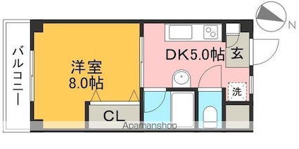 ハイツ森本Ⅱ[1DK/22.5m2]の間取図