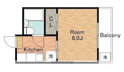 アーツ八坂[1K/18m2]の間取図