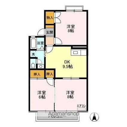 ファミールタヤマ　Ａ[3DK/65m2]の間取図