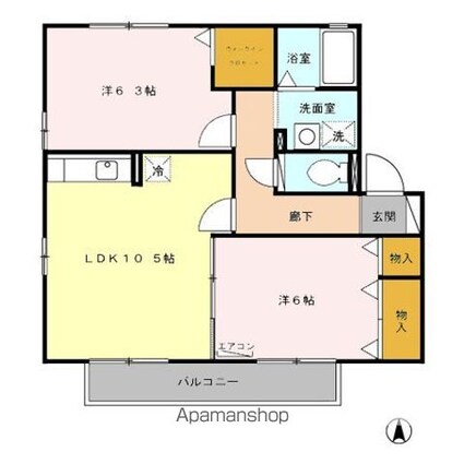 ヴィラ・メルベーユ　Ⅱ[2LDK/55.47m2]の間取図