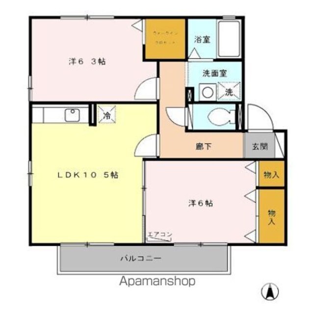 ヴィラ・メルベーユ　Ⅱ[2LDK/55.47m2]の間取図