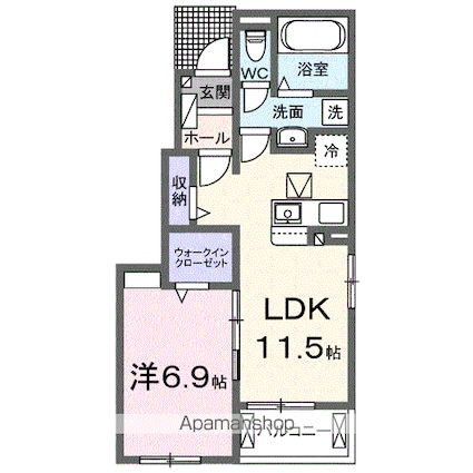 ヒカルサ大津唐崎Ⅱ[1LDK/44.17m2]の間取図