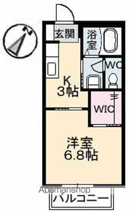 クレスト五月ケ丘[1K/24.92m2]の間取図
