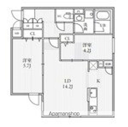 ＴＨＥ　ＰＡＬＭＳ大島[2LDK/53.03m2]の間取図