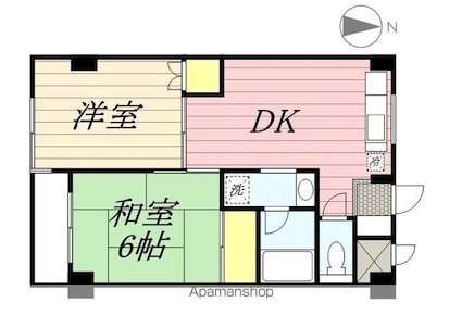 京王むさしのマンション[2DK/44.53m2]の間取図