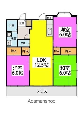 【福岡市南区長丘のマンションの間取り】