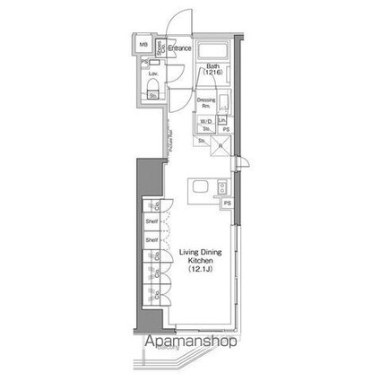 ザ・パークハビオ神楽坂香月[1R/33.01m2]の間取図