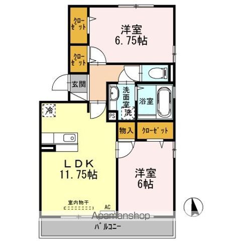 武蔵村山市学園のアパートの間取り