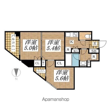 東京都小金井市本町４丁目[3K/43.56m2]の間取図