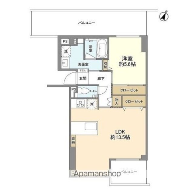 ハイホーム市ヶ谷[1LDK/53.72m2]の間取図