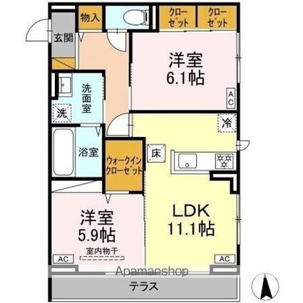 ヴィラージュ[2LDK/58.47m2]の間取図