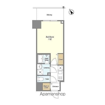 ＢｌｕＲｏｃｋ門前仲町[1K/26.07m2]の間取図
