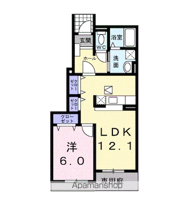 フォレストヒルズ[1LDK/45.72m2]の間取図