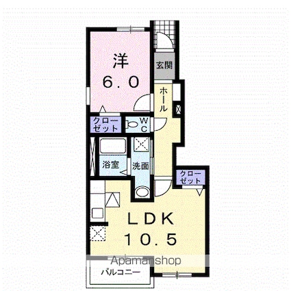 パークハイツ尾島[1LDK/42.63m2]の間取図
