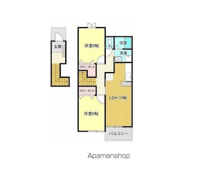 岩手県盛岡市黒石野１丁目[2LDK/57.22m2]の間取図