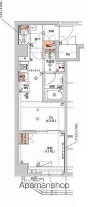 ハーモニーレジデンス神楽坂ヒルズｓｅｃｏｎｄ[1DK/26.98m2]の間取図