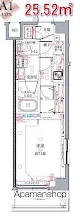 クレヴィスタ練馬桜台Ⅱ[1K/25.52m2]の間取図