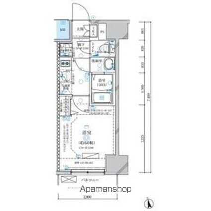 ディアレイシャス名古屋浄心[1K/21.46m2]の間取図