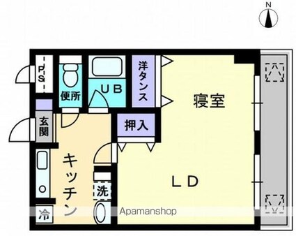 アルカディア西内町[1K/32.82m2]の間取図
