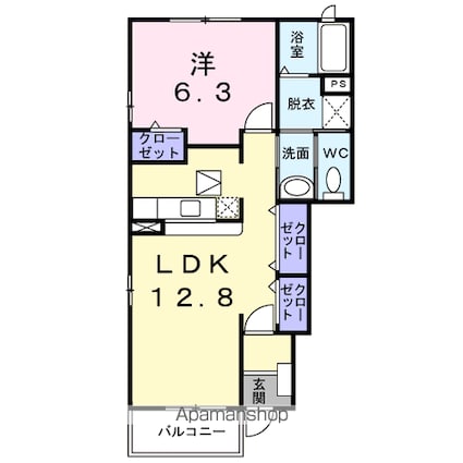 ポム・ド・テールＦ＆Ｋ　Ｂ[1LDK/46.49m2]の間取図