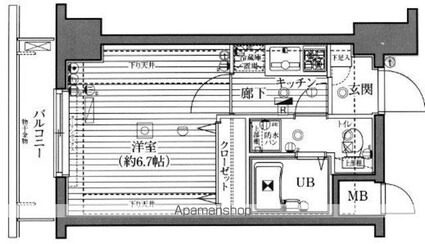 東京都新宿区西新宿５丁目[1K/21.52m2]の間取図